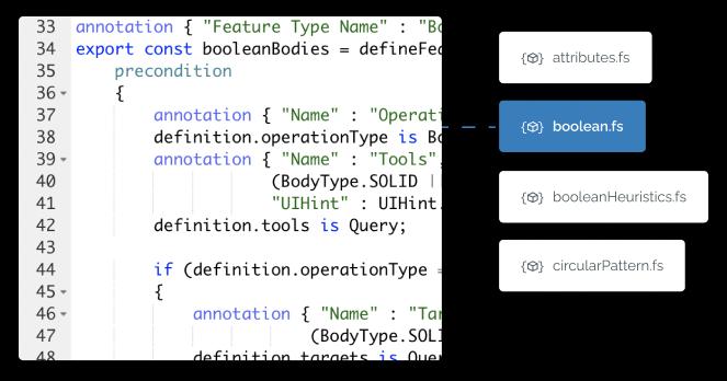 mockup of FeatureScript code