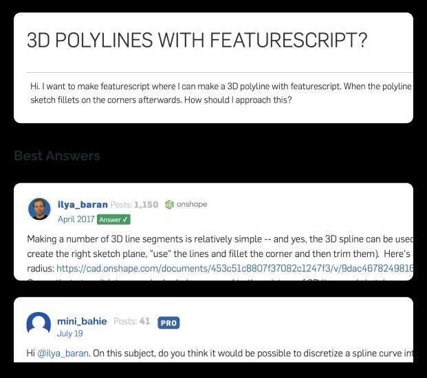 mockup of Forum topic with comments