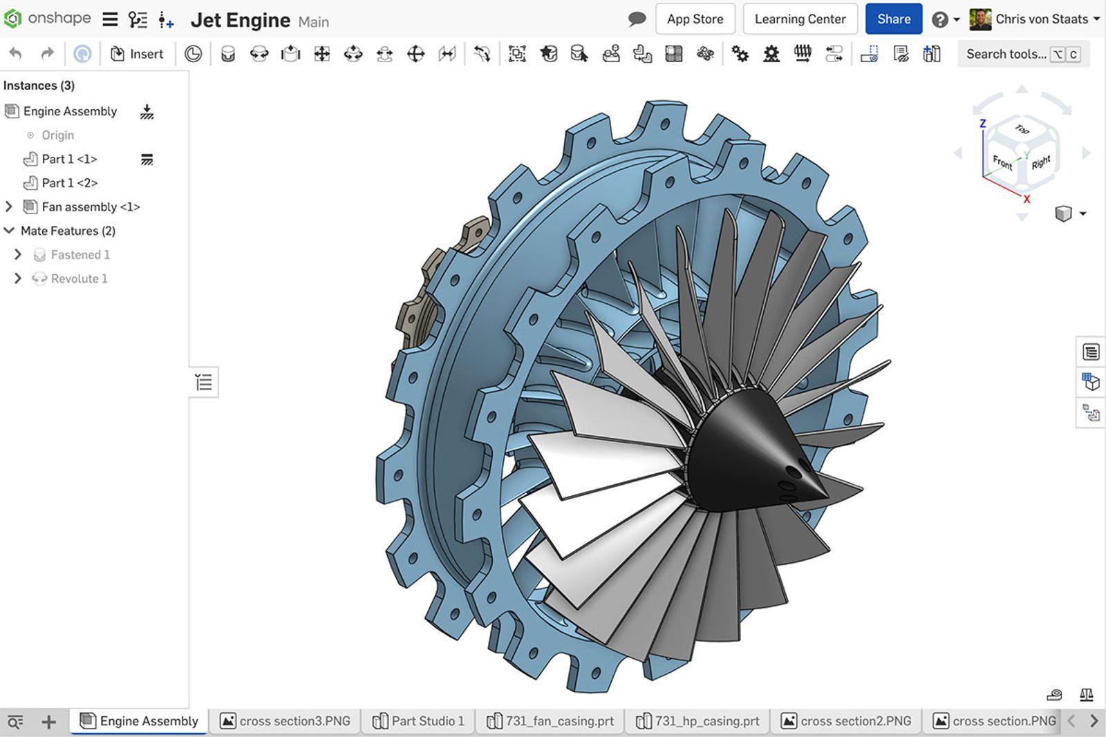 a 3d model of a jet engine on a computer screen .