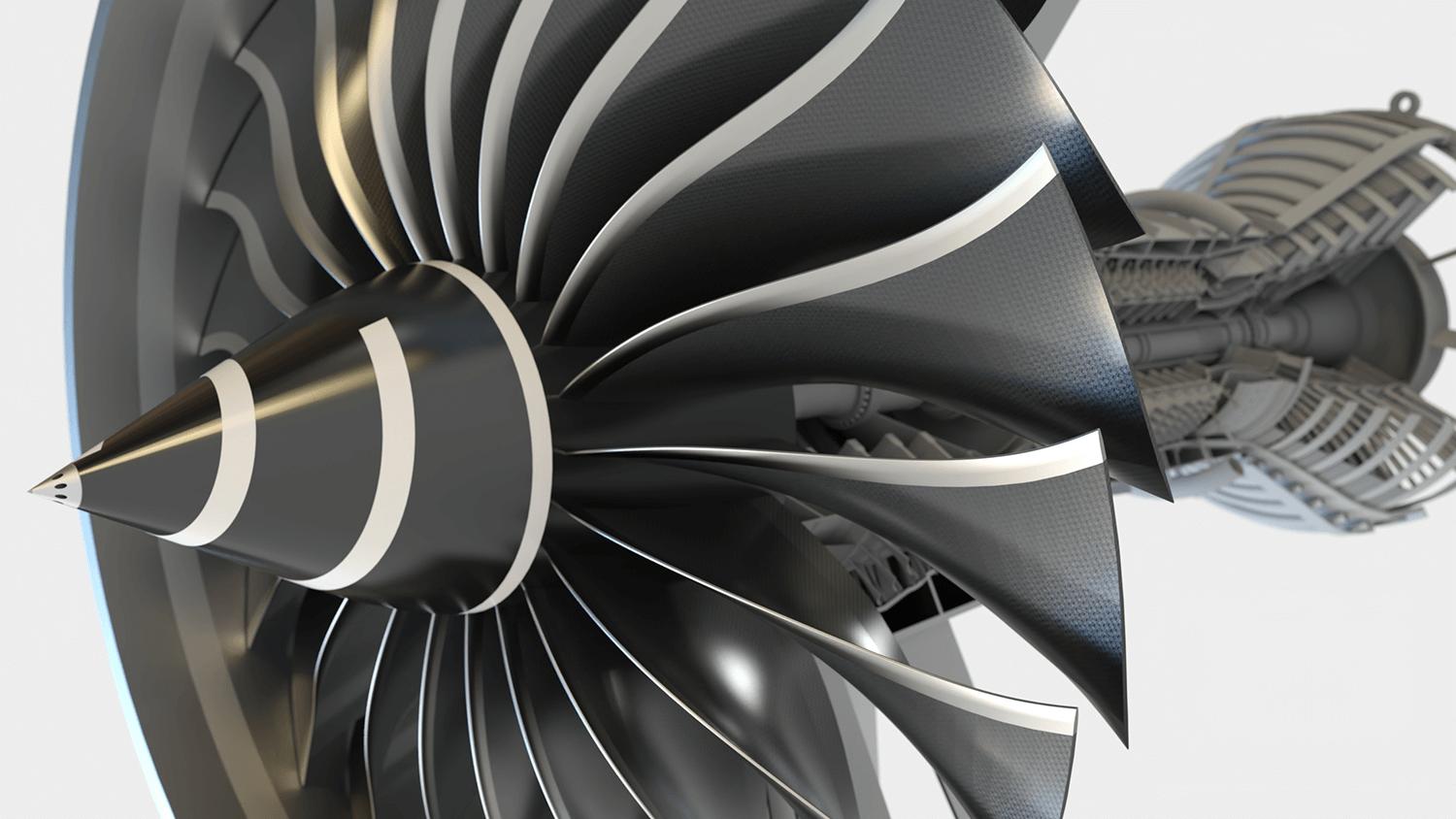 un gros plan du rendu d'une turbine