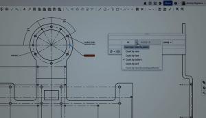 Onshape GUI with an overlay showing hole options in a Drawing.