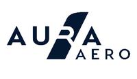 un logo aérodynamique Aura bleu sur fond blanc
