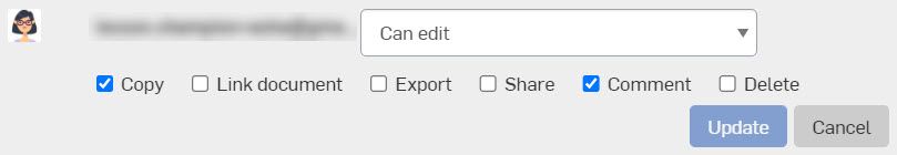 Change permission options