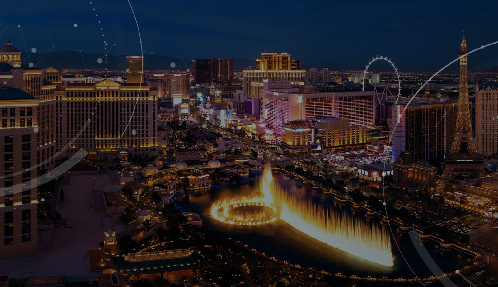 Stock image of Las Vegas with an overlay and additional design elements.
