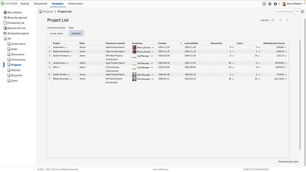 Pannello di progetto in Onshape