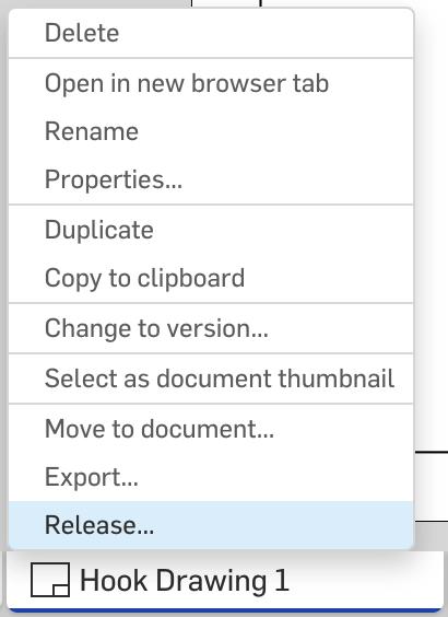 Right click the drawing tab and select release.