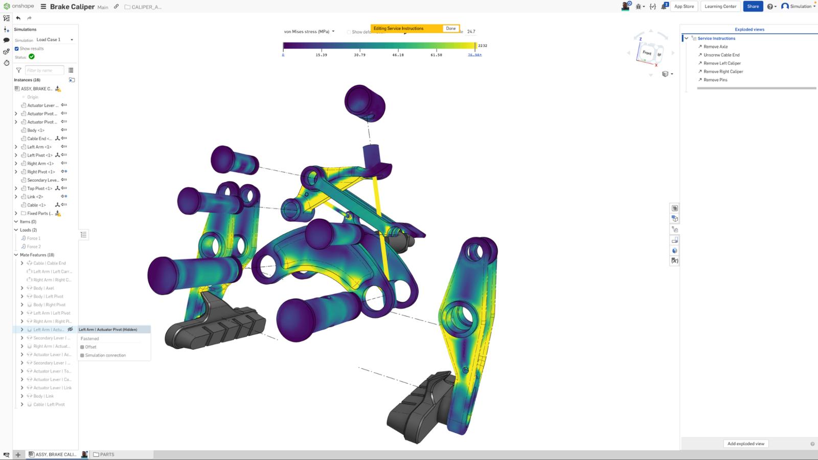 exploded view showing Onshape Simulation