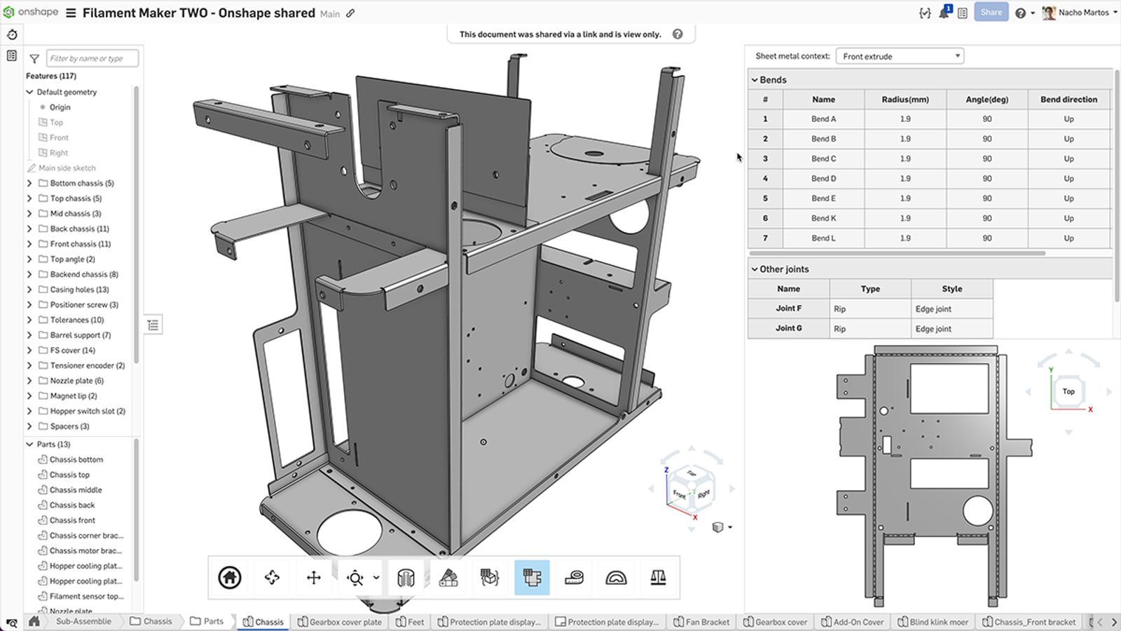 A 3devo CAD model in Onshape