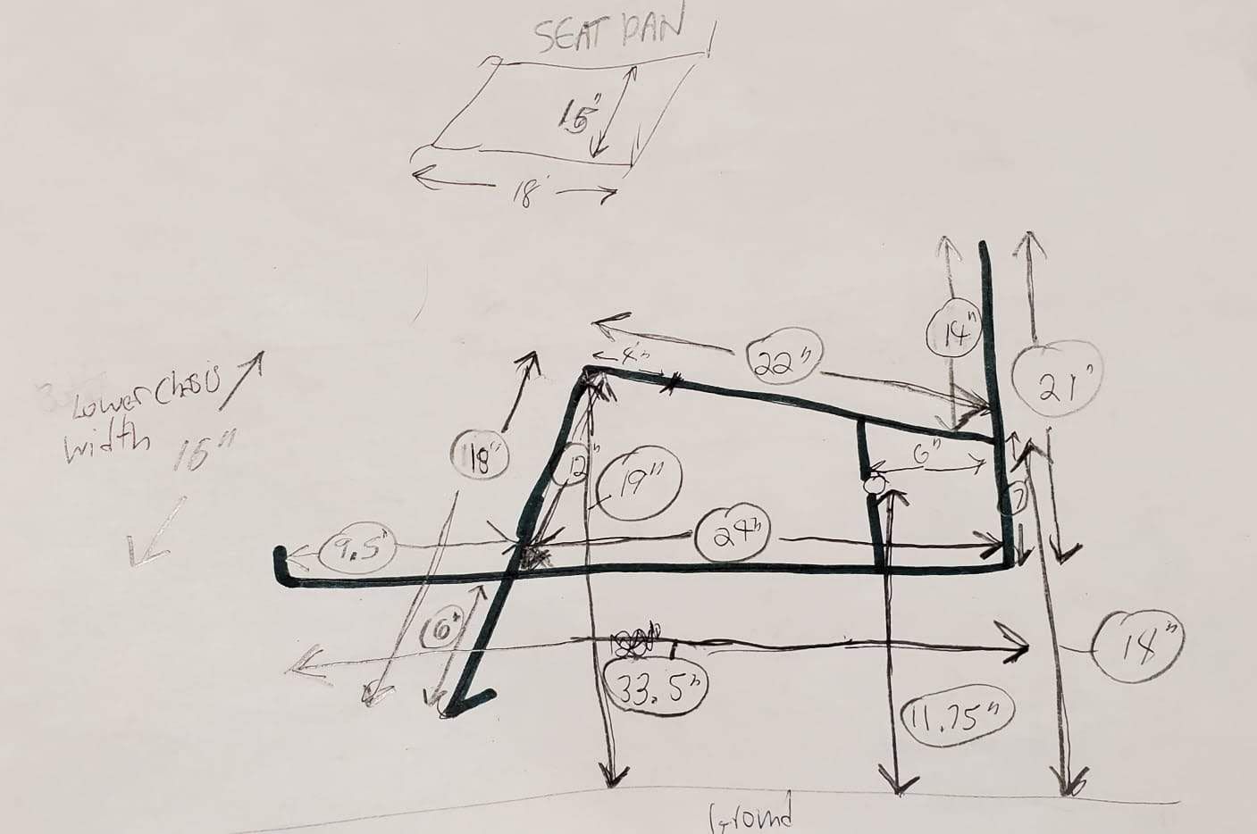 a sketch of the wheelchair design