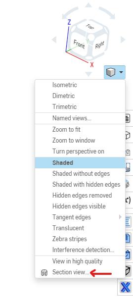 Option Schnittansicht