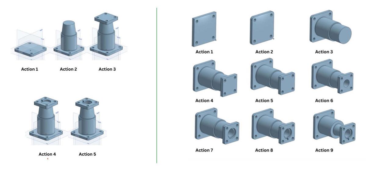 Image comparing two modeling techniques for a 3D printed part.