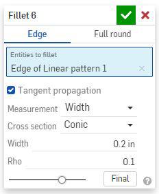 Conic Fillet Constant Width