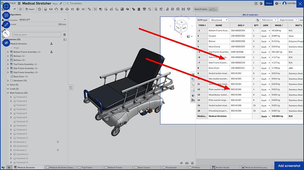 outil de feedback dans Onshape