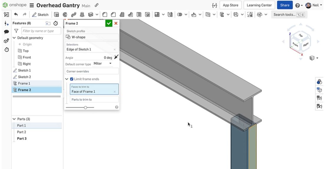 corner treatment in Onshape