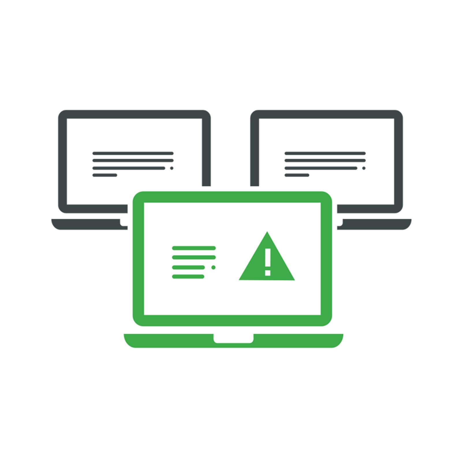 Symbol mit 3 Laptop-Bildschirmen