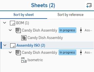 Sheets flyout in a Drawing.