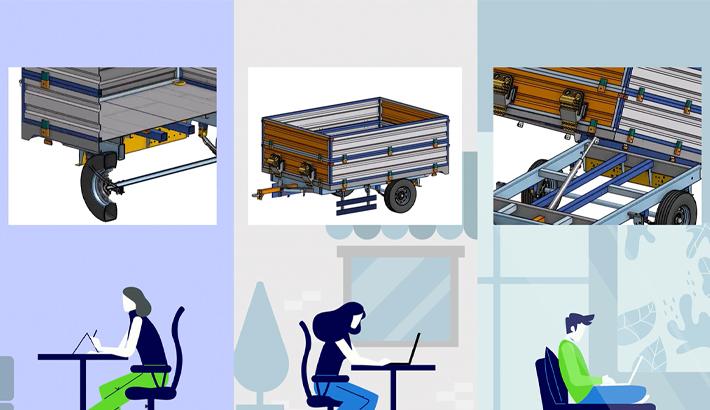 Image showing 3 views of a CAD model being seen at the same time