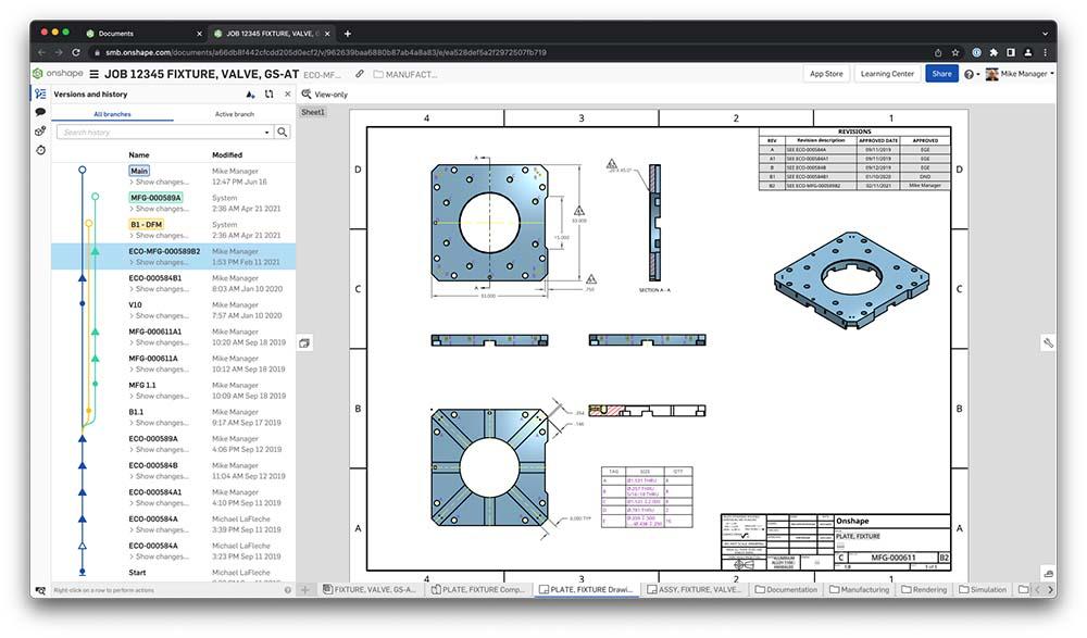 Versionamento PDM integrato dei disegni in Onshape.