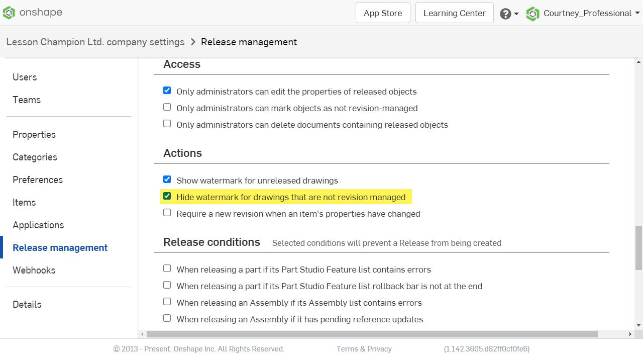 Additional option for watermarks, hide watermarks for non revision managed.