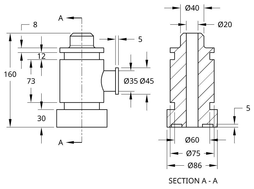 drawing with some dimensions