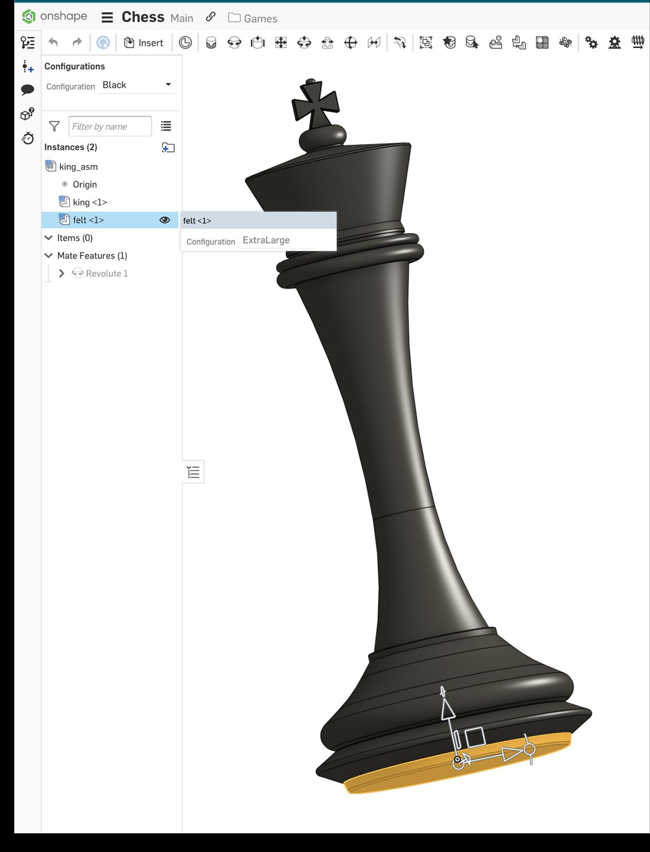 Assembly of a chess piece in Onshape