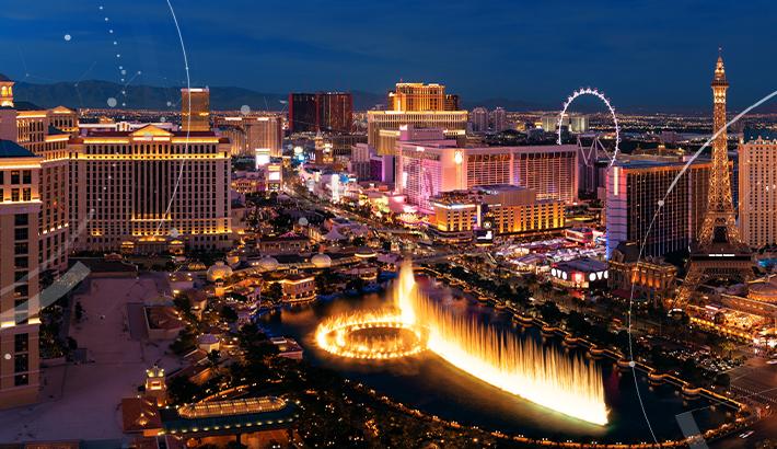 Stock image of Las Vegas with additional design elements.