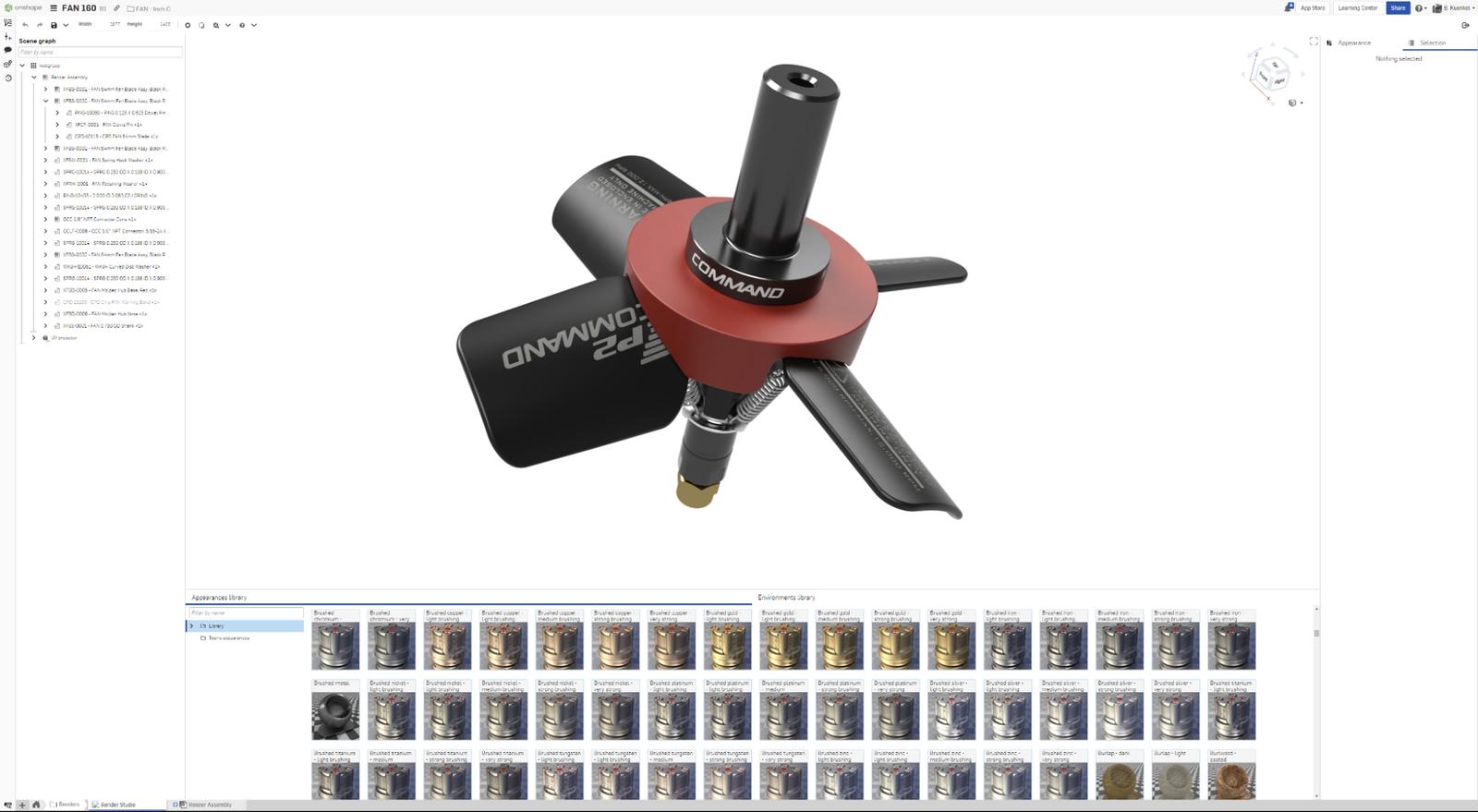 A CNC cleaning fan modeled in Onshape