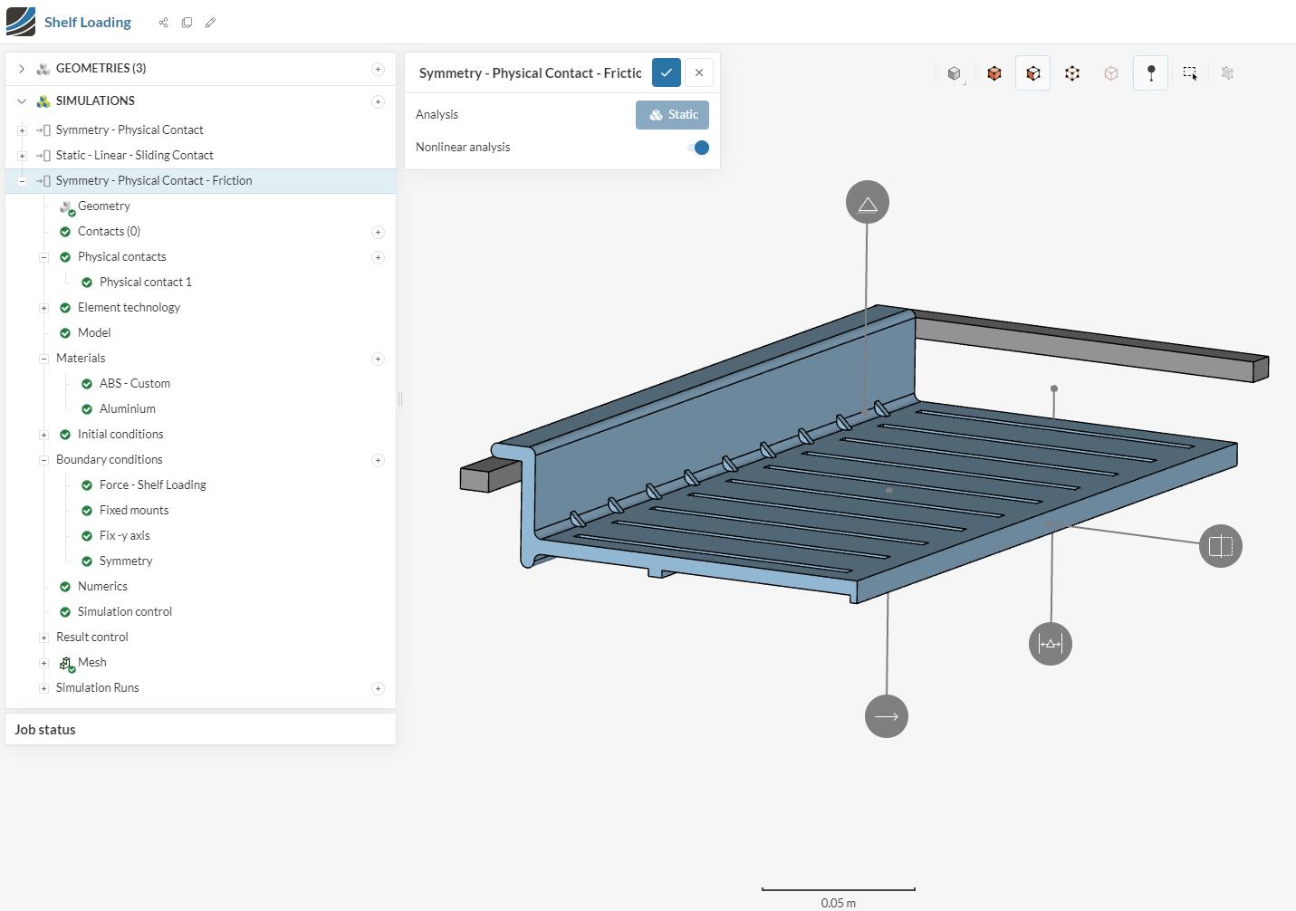 Image of the shelf and how it was set up in SimScale