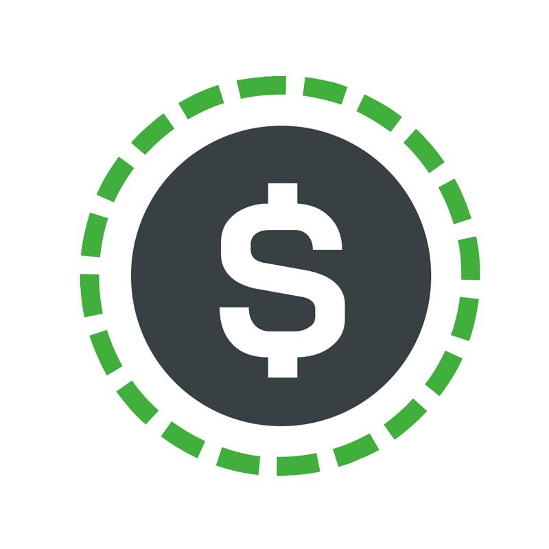 Symbol des Dollarzeichens in einem grauen Kreis