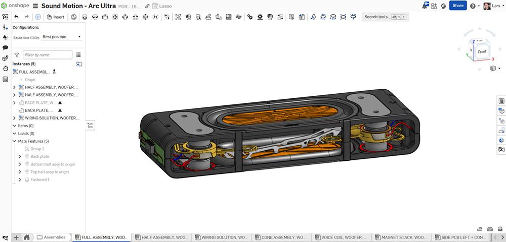 Sound Motion CAD design in Onshape