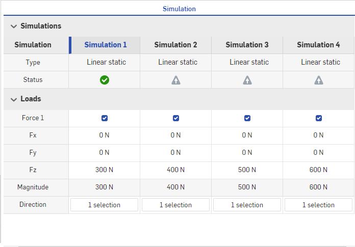 Simulation panel showing how many simulations are running
