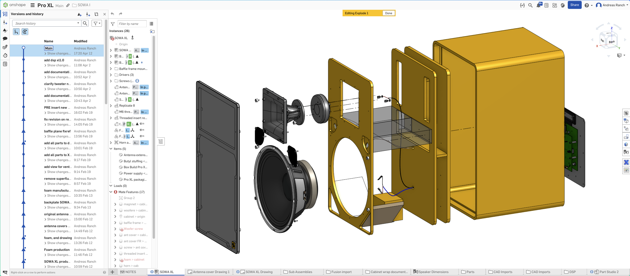 SOWA Speaker in Onshape