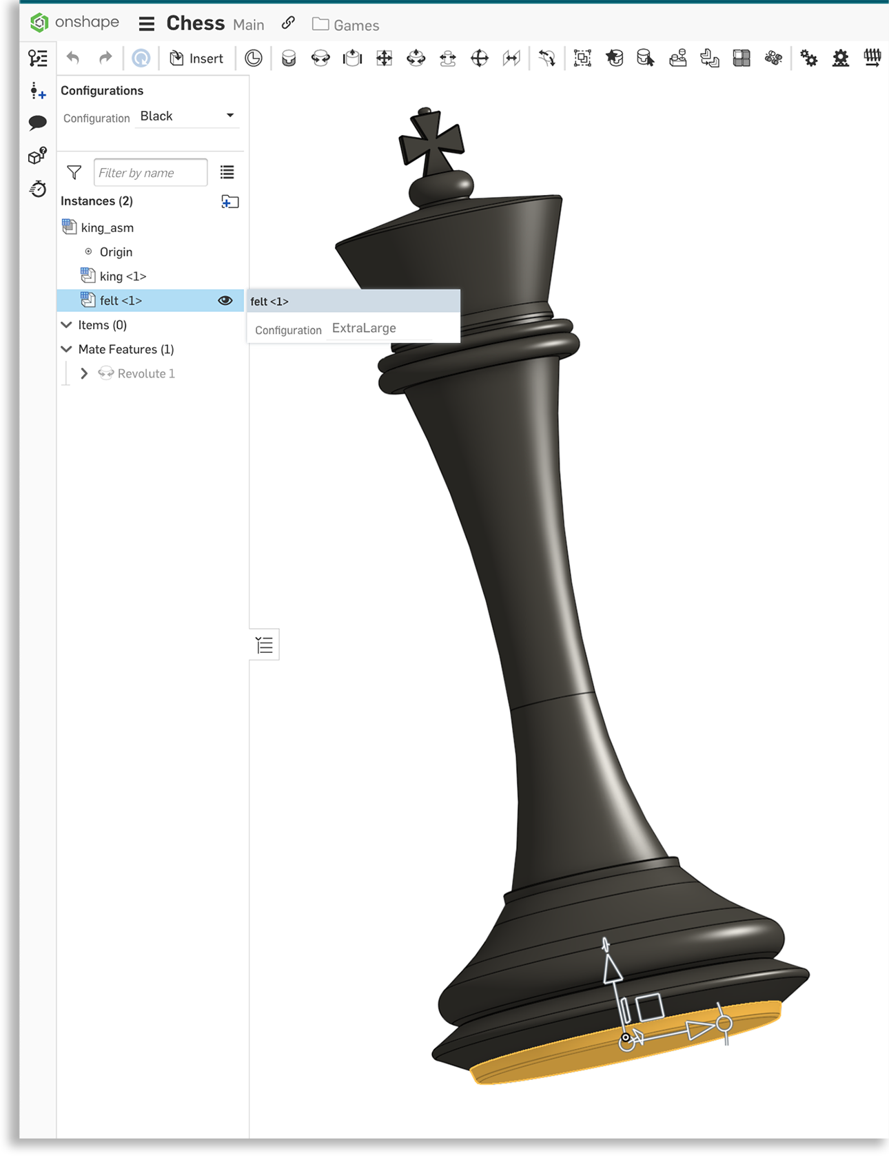 Assembly of a chess piece in Onshape