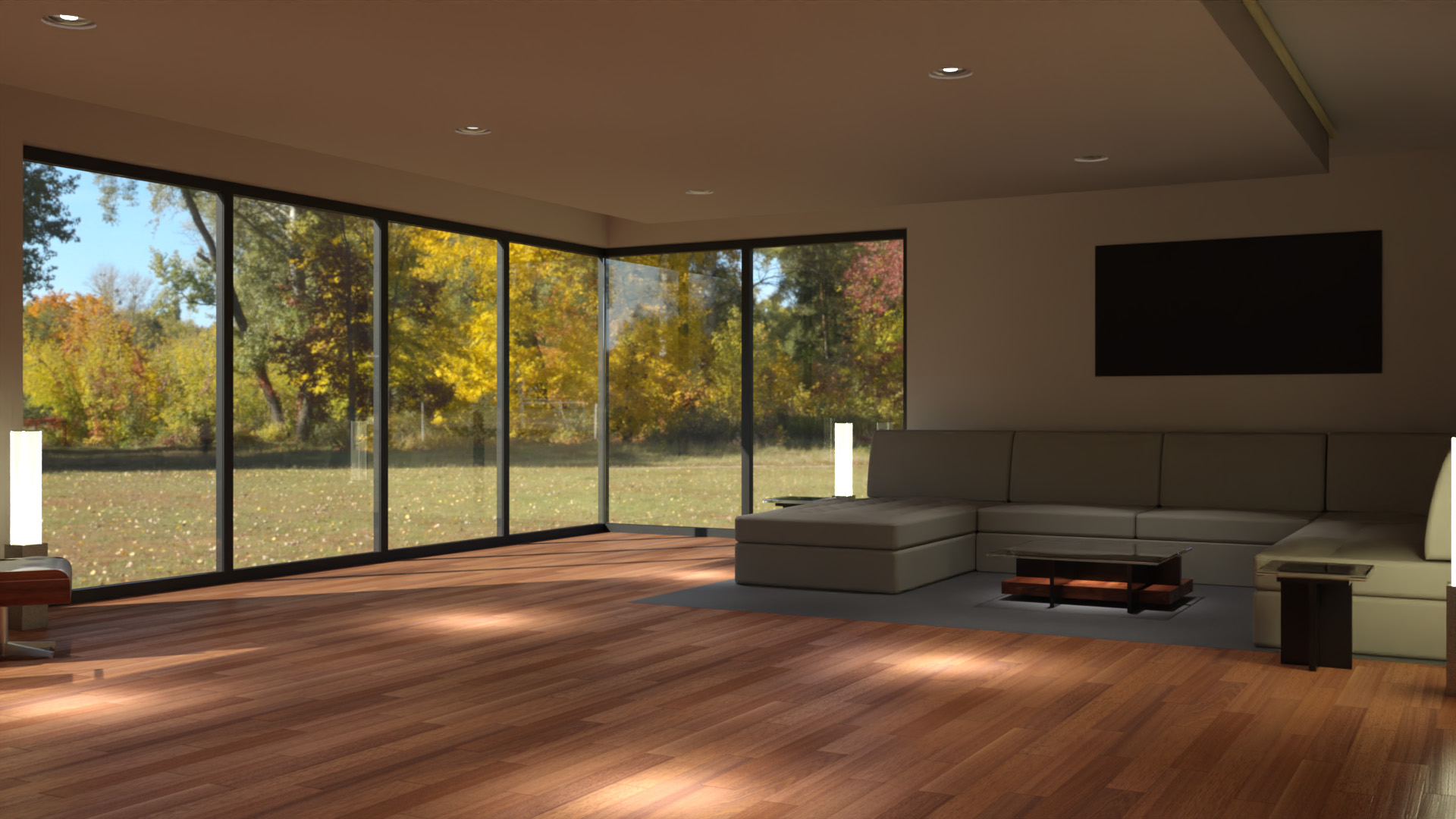 Rendering of a living room created in Onshape