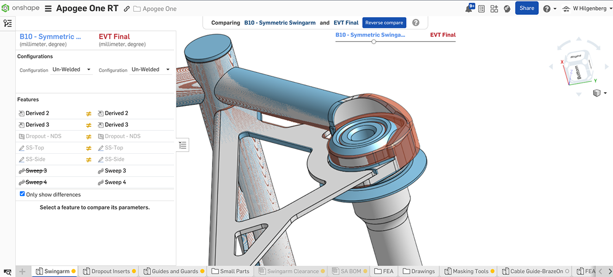 Using Onshape's Compare tool