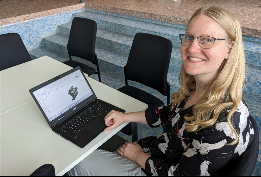 Dr. Brugger at her desk.