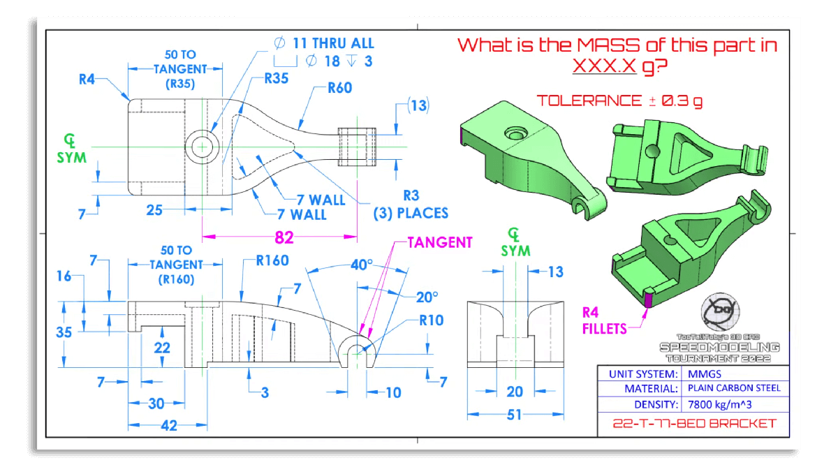 the first drawing of a bed bracket