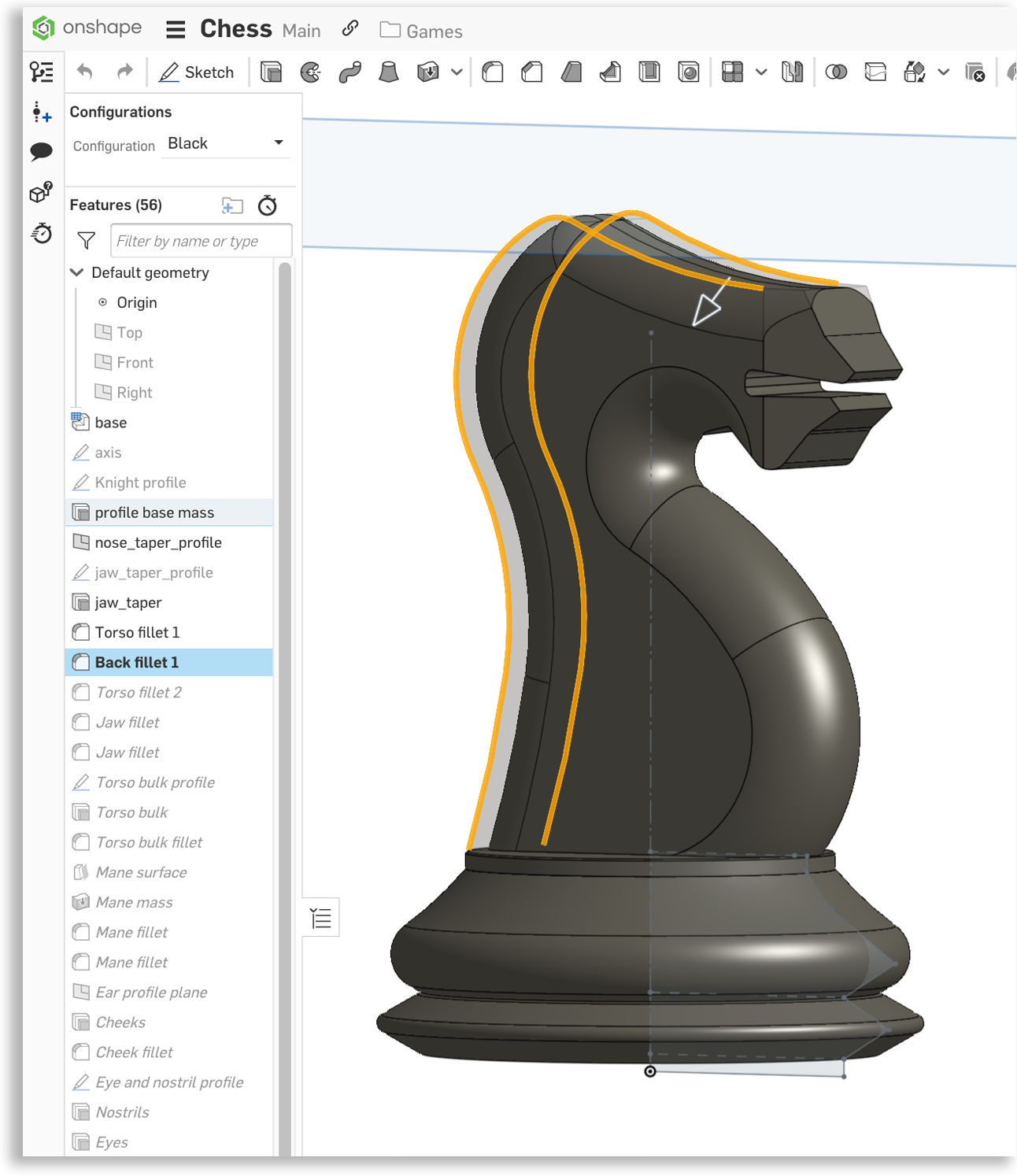 knight piece in Onshape