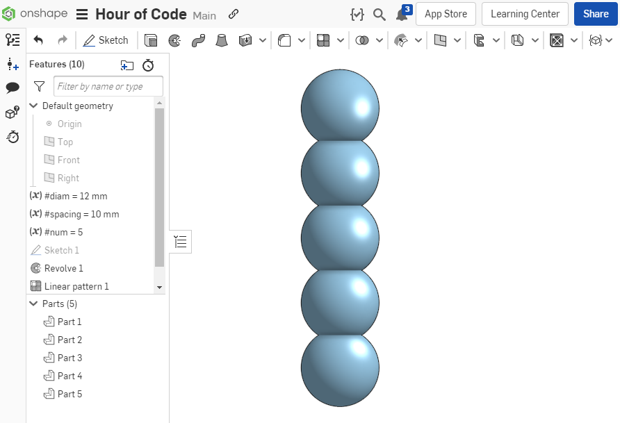 diameter and spacing as a variable