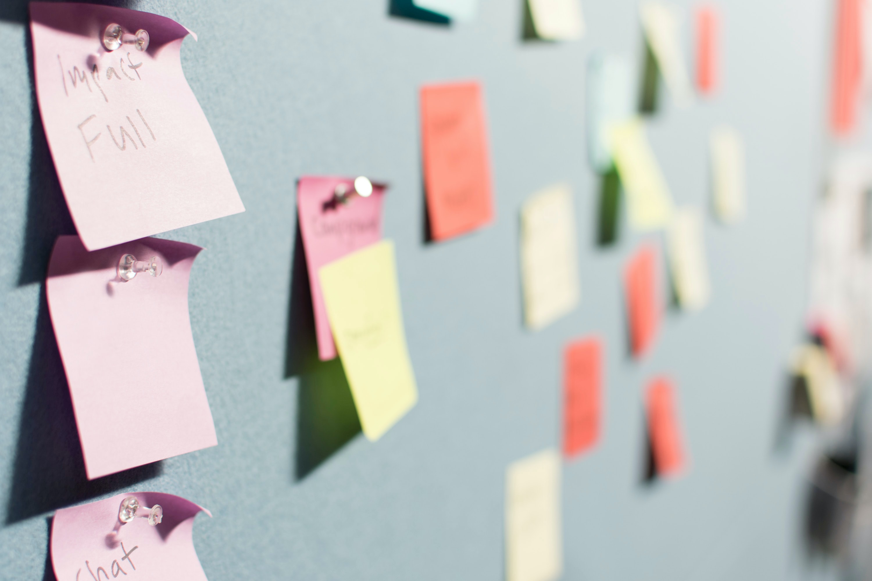 a board with sticky notes