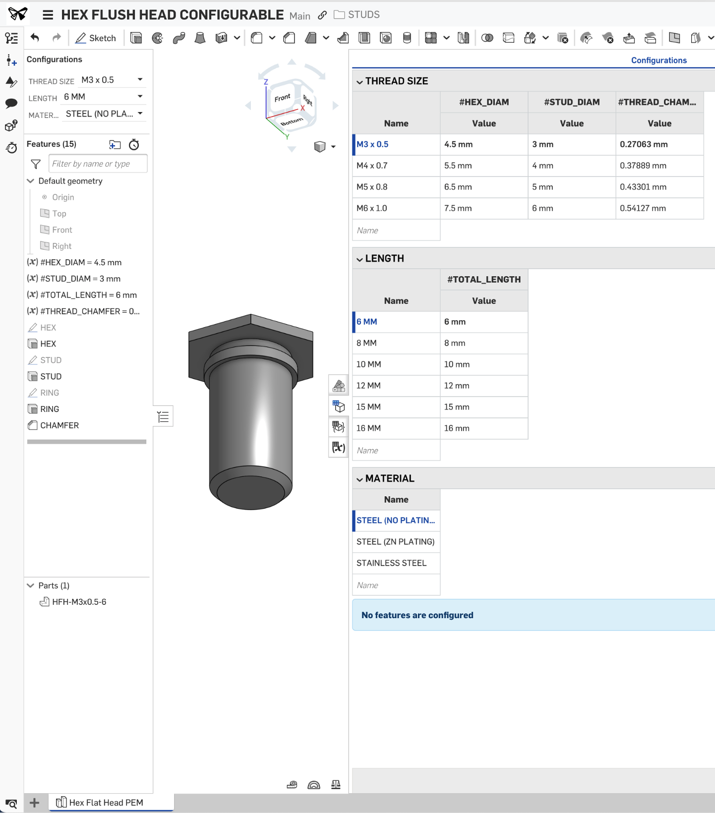 Configurations in Onshape