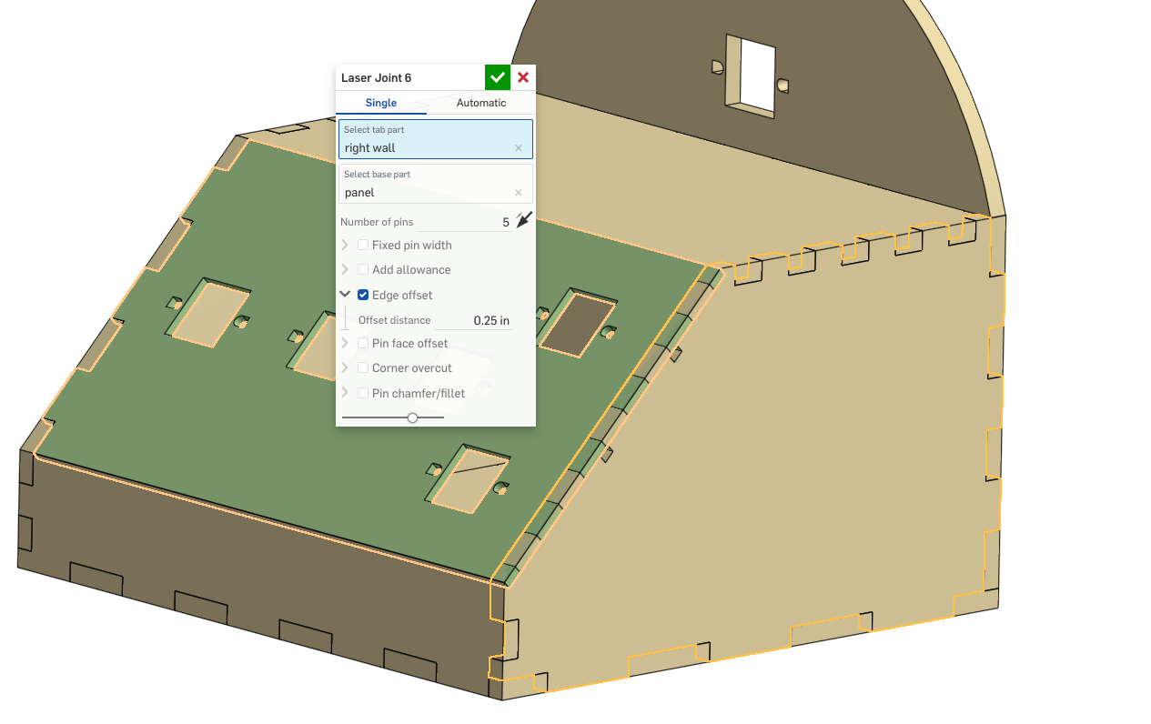 using the laser joint custom feature