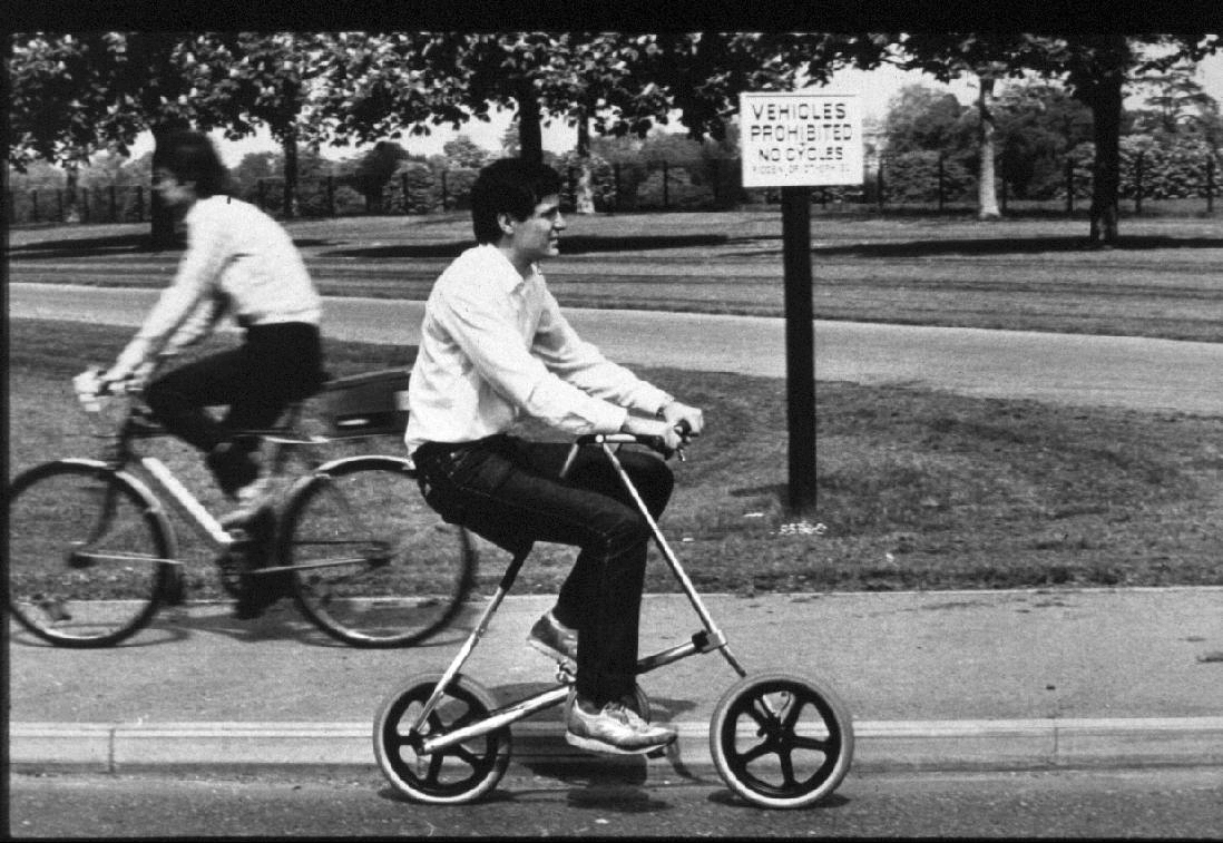 someone riding a foldable bike