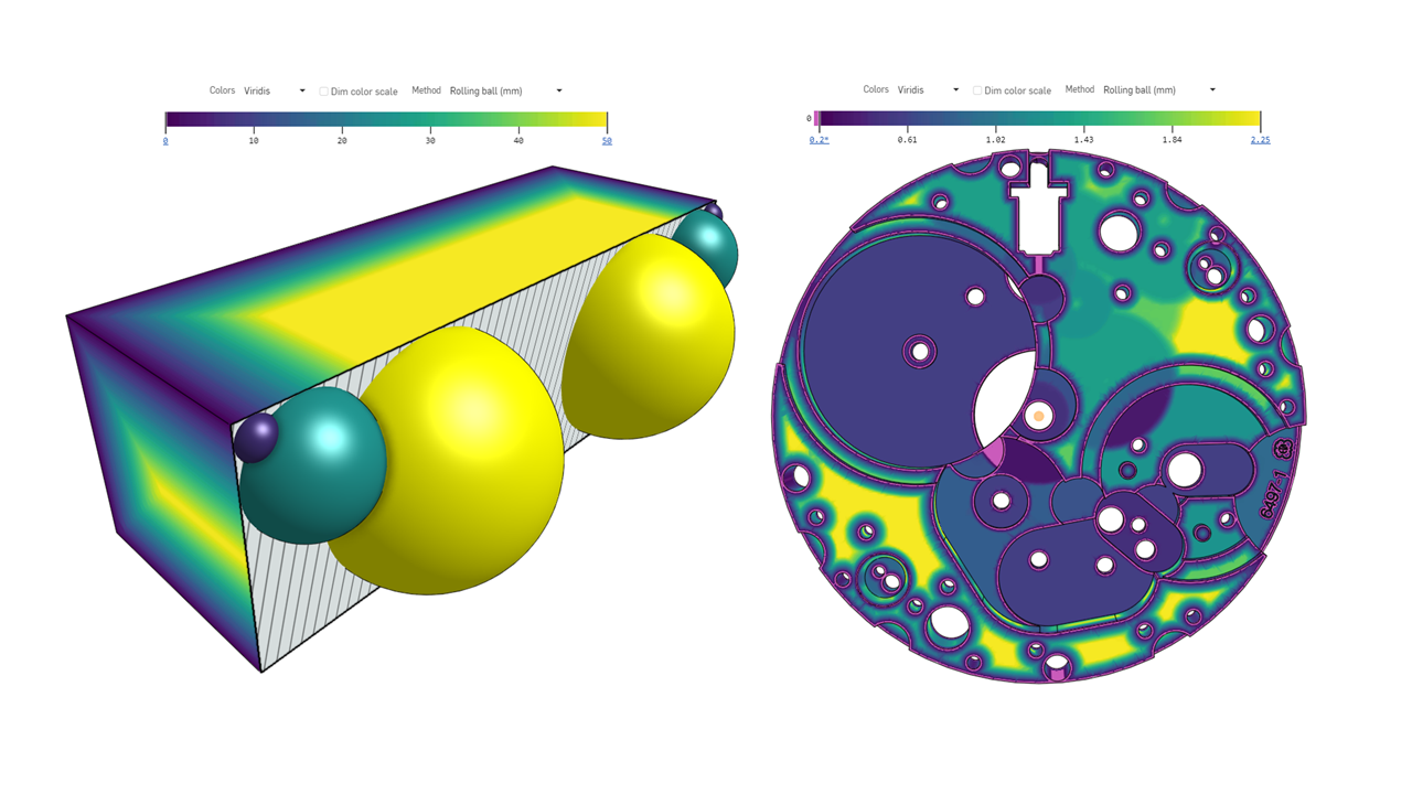 Thickness distribution of materials in Onshape.