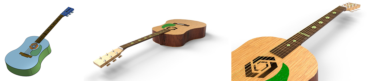 a 3d modeled guitar