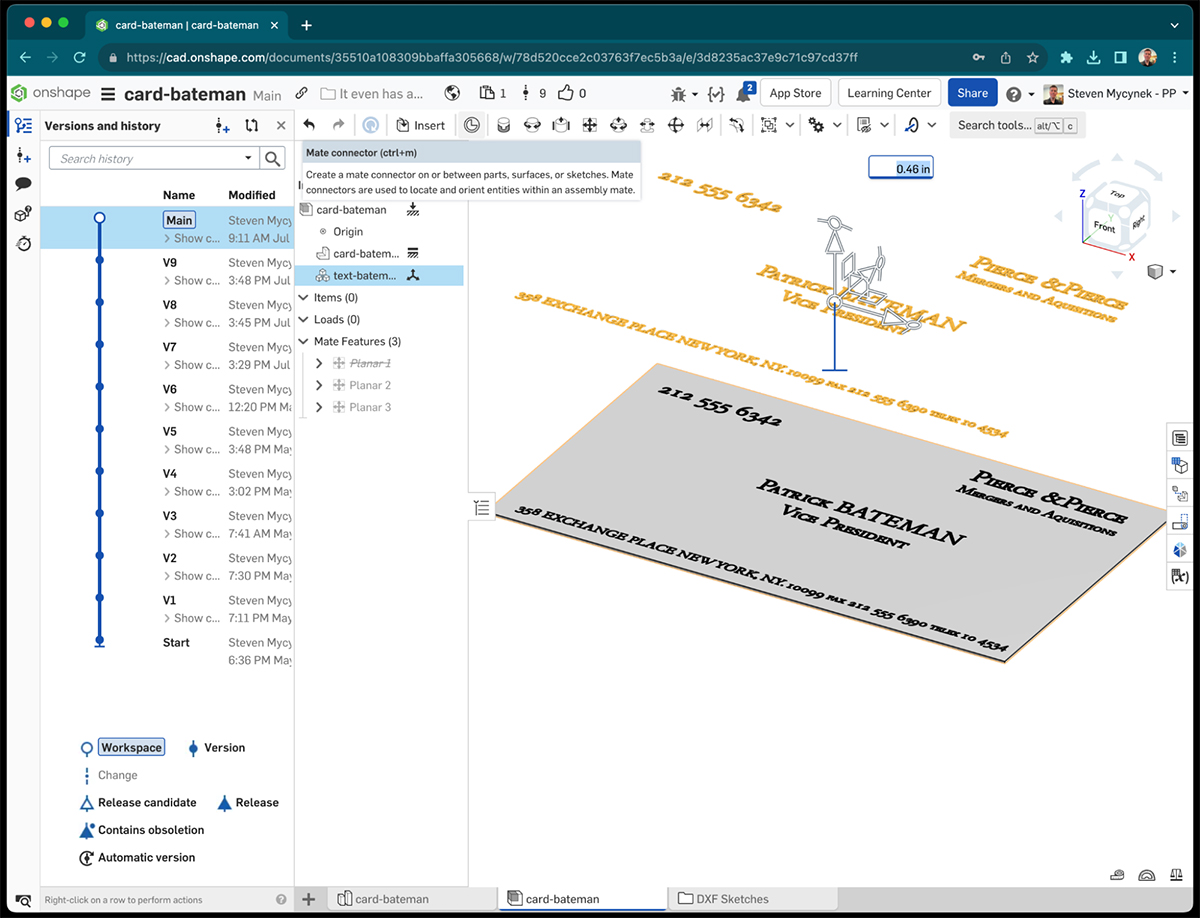 Card in Onshape