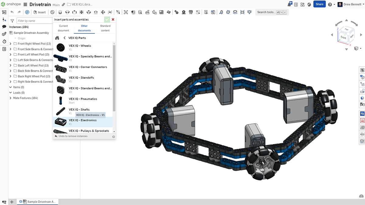 Inserting a VEX IQ part into Onshape