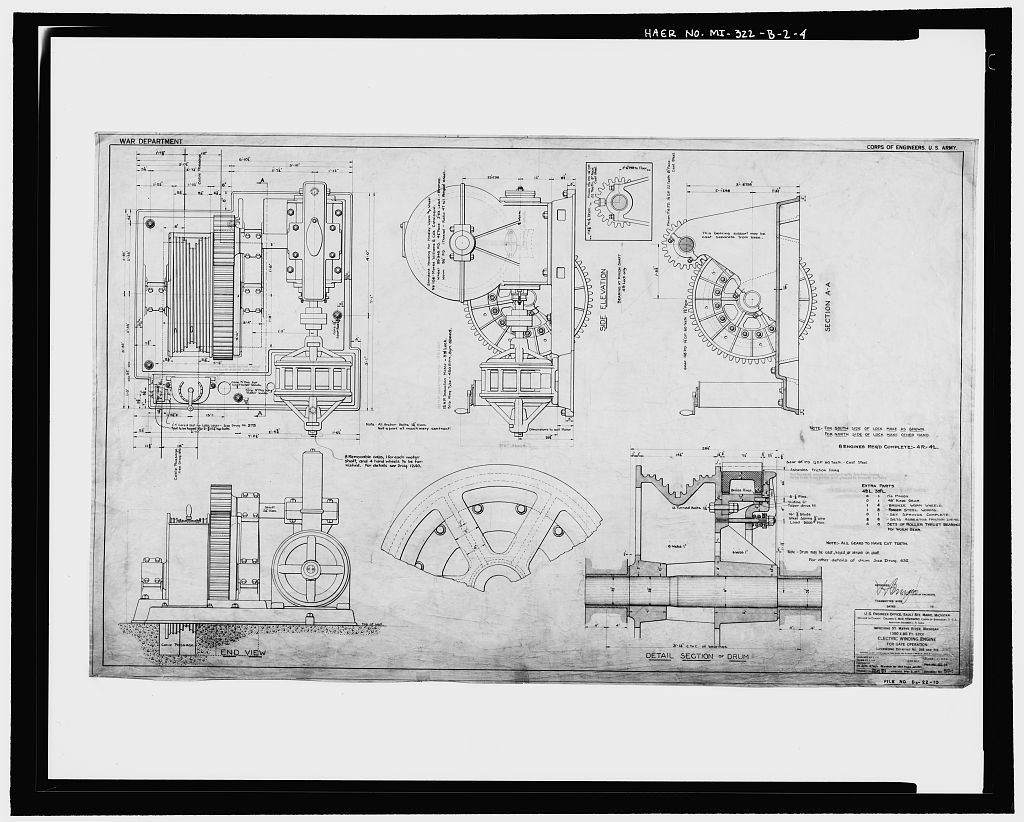 A hand-drawn engineering drawing from the early 1900s.