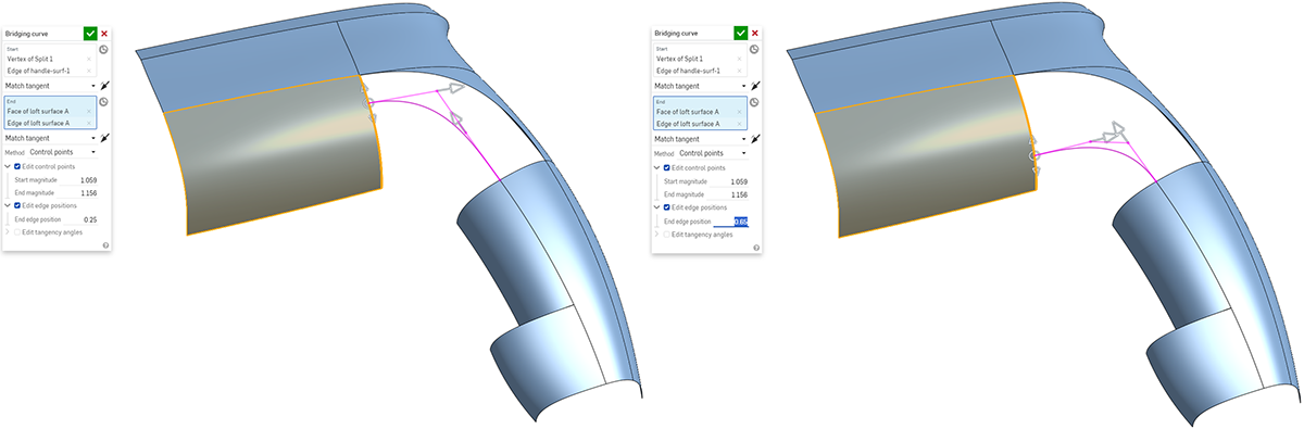 Using the Bridging Curve feature