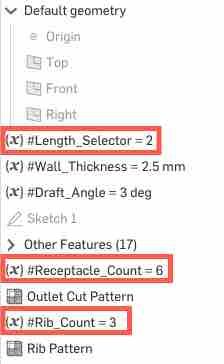 Feature list in Onshape